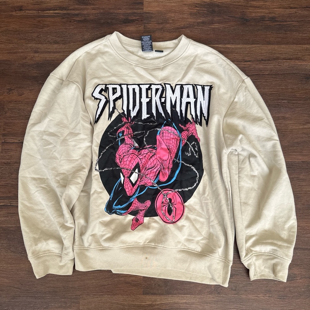Marvel Spider-Man Graphic Men's Crewneck Sweater - Cream